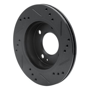 Mitsubishi Mirage Brake Rotor (1) - Front Left - R1 Concepts - Drilled & Slotted - Black - `14-`15